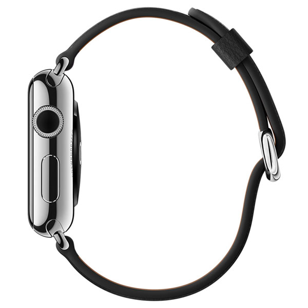 عکس ساعت اپل بدنه استیل بند چرمی مشکی با سگک کلاسیک 42 میلیمتر، عکس Apple Watch Watch Stainless Steel Case With Black Classic Buckle 42mm