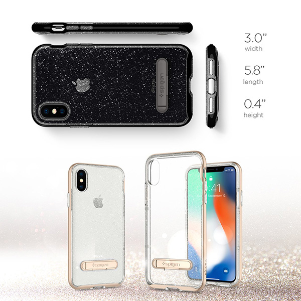آلبوم iPhone X Case Spigen Crystal Hybrid Glitter، آلبوم قاب آیفون ایکس اسپیژن مدل Crystal Hybrid Glitter