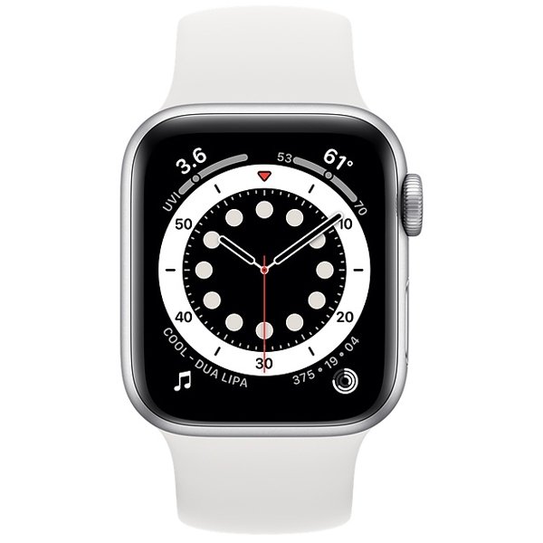 عکس ساعت اپل سری 6 جی پی اس بدنه آلومینیم نقره ای و بند سولو لوپ سفید 44 میلیمتر، عکس Apple Watch Series 6 GPS Silver Aluminum Case with White Solo Loop 44mm