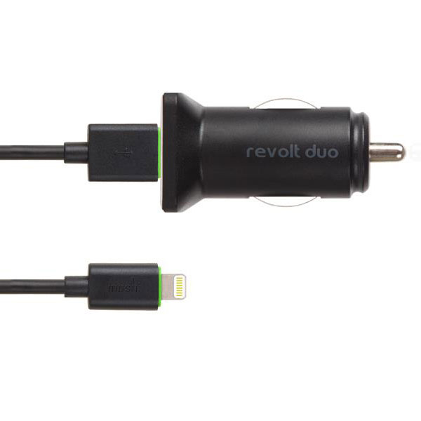 عکس شارژر اتومبیل موشی Revolt Duo به همراه کابل، عکس Moshi Revolt Duo Car Charger with Lighting Cable‎