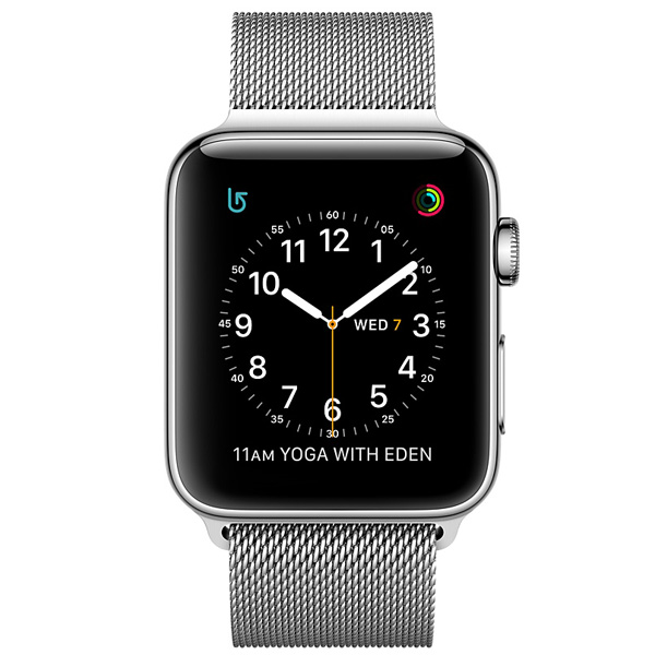 عکس ساعت اپل سری 2 بدنه استیل و بند میلان 38 میلیمتر، عکس Apple Watch Series 2 Stainless Steel Case with Milanese Loop 38mm