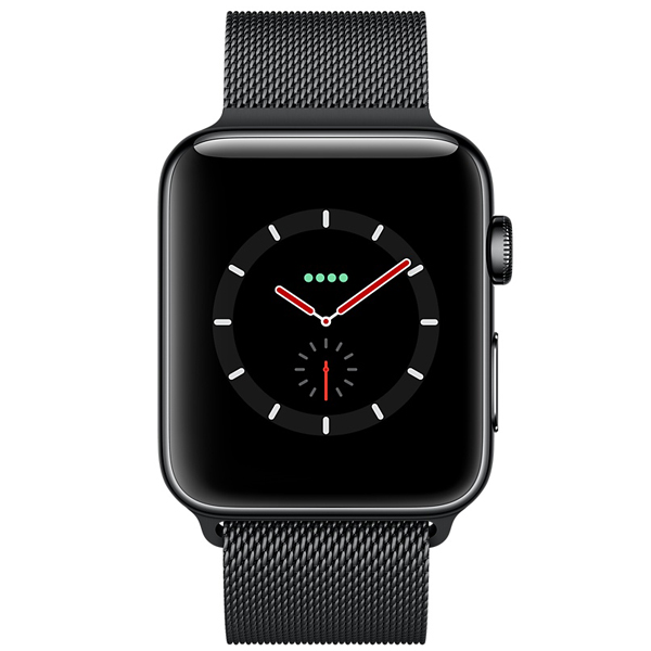 عکس ساعت اپل سری 3 سلولار Apple Watch Series 3 Cellular Space Black Stainless Steel Case with Space Black Milanese Loop 42mm، عکس ساعت اپل سری 3 سلولار بدنه استیل خاکستری با بند خاکستری میلان 42 میلیمتر