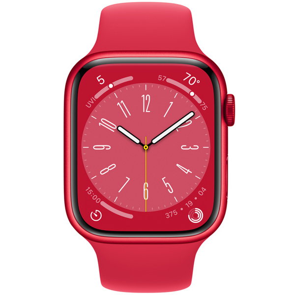 عکس ساعت اپل سری 8 Apple Watch Series 8 Red Aluminum Case with Red Sport Band 45mm، عکس ساعت اپل سری 8 بدنه آلومینیومی قرمز و بند اسپرت قرمز 45 میلیمتر