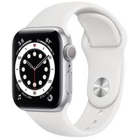 Apple Watch Series 6 GPS Silver Aluminum Case with White Sport Band 40mm، ساعت اپل سری 6 جی پی اس بدنه آلومینیم نقره ای و بند اسپرت سفید 40 میلیمتر