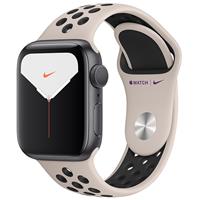 Apple Watch Series 5 Nike + Space Gray Aluminum Case with Desert Sand/Black Nike Sport Band 40mm، ساعت اپل سری 5 نایکی پلاس بدنه خاکستری و بند نایکی اسپرت کرمی 40 میلیمتر Desert Sand/Black