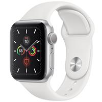 Apple Watch Series 5 GPS Silver Aluminum Case with White Sport Band 40 mm، ساعت اپل سری 5 جی پی اس بدنه آلومینیوم نقره ای و بند اسپرت سفید 40 میلیمتر