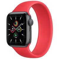 Apple Watch SE GPS Space Gray Aluminum Case with Red Solo Loop، ساعت اپل اس ای جی پی اس بدنه آلومینیم خاکستری و بند سولو لوپ قرمز