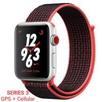 Apple Watch Series 3 Nike+ Cellular Silver Aluminum Case Bright Crimson/Black Nike Sport Loop 38m، ساعت اپل سری 3 نایکی پلاس سلولار بدنه آلومینیومی نقره ای با بند قرمز مشکی نایکی 38 میلیمتر