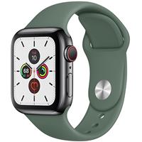 Apple Watch Series 5 Cellular Space Black Stainless Steel Case with Pine Green Sport Band 40 mm، ساعت اپل سری 5 سلولار بدنه استیل مشکی و بند اسپرت سبز 40 میلیمتر