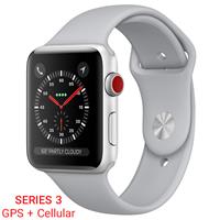 Apple Watch Series 3 Cellular Silver Aluminum Case with Fog Sport Band 38mm، ساعت اپل سری 3 سلولار بدنه آلومینیومی نقره ای با بند طوسی اسپرت 38 میلیمتر