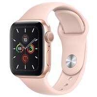 Apple Watch Series 5 GPS Gold Aluminum Case with Pink Sand Sport Band 44 mm، ساعت اپل سری 5 جی پی اس بدنه آلومینیوم طلایی و بند اسپرت صورتی 44 میلیمتر