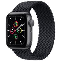 Apple Watch SE GPS Space Gray Aluminum Case with Charcoal Braided Solo Loop، ساعت اپل اس ای جی پی اس بدنه آلومینیم خاکستری و بند سولو لوپ بافته شده خاکستری