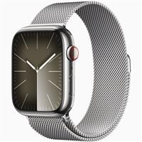 Apple Watch Series 9 Cellular Silver Stainless Steel Case with Silver Milanese Loop 45mm، ساعت اپل سری 9 سلولار بدنه استیل نقره ای و بند استیل میلان نقره ای 45 میلیمتر