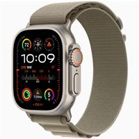 Apple Watch Ultra 2 Titanium Case with Olive Alpine Loop، ساعت اپل اولترا 2 بدنه تیتانیوم و بند آلپاین زیتونی