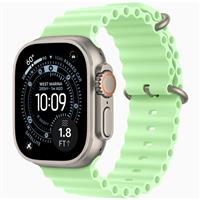 Apple Watch Ultra 3 Natural Titanium Case with Neon Green Ocean Band، ساعت اپل اولترا 3 بدنه تیتانیوم نچرال و بند اوشن سبز نئون