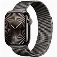 Apple Watch Series 10 Cellular Slate Titanium Case with Slate Milanese Loop 42mm، ساعت اپل سری 10 سلولار بدنه تیتانیوم سنگی و بند میلان سنگی 42 میلیمتر