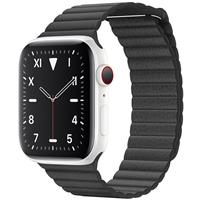 Apple Watch Series 5 Edition White Ceramic Case with Black Leather Loop 44mm، ساعت اپل سری 5 ادیشن بدنه سرامیک سفید و بند چرمی لوپ مشکی 44 میلیمتر
