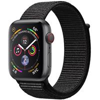 Apple Watch Series 4 Cellular Space Gray Aluminum Case with Black Sport Loop 40mm، ساعت اپل سری 4 سلولار بدنه آلومینیوم خاکستری و بند اسپرت لوپ مشکی 40 میلیمتر