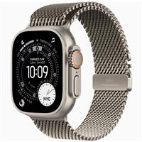 Apple Watch Ultra 3 Natural Titanium Case with Natural Titanium Milanese Loop، ساعت اپل اولترا 3 بدنه تیتانیوم نچرال و بند تیتانیوم میلان نچرال