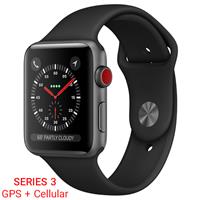 Apple Watch Series 3 Cellular Space Gray Aluminum Case with Black Sport Band 38mm، ساعت اپل سری 3 سلولار بدنه آلومینیومی خاکستری با بند مشکی اسپرت 38 میلیمتر