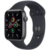 Apple Watch SE GPS Space Gray Aluminum Case with Midnight Sport Band 44mm 2021، ساعت اپل اس ای جی پی اس بدنه آلومینیم خاکستری و بند اسپرت مشکی 44 میلیمتر مدل 2021