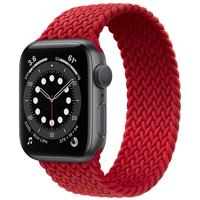 Apple Watch Series 6 GPS Space Gray Aluminum Case with RED Braided Solo Loop 44mm، ساعت اپل سری 6 جی پی اس بدنه آلومینیم خاکستری و بند سولو لوپ بافته شده قرمز 44 میلیمتر