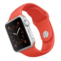 Apple Watch Watch Silver Aluminum Case With Orange Sport Band 38 mm، ساعت اپل بدنه آلومینیوم نقره ای بند اسپرت نارنجی 38 میلیمتر