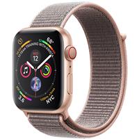 Apple Watch Series 4 Cellular Gold Aluminum Case with Pink Sand Sport Loop 40mm، ساعت اپل سری 4 سلولار بدنه آلومینیوم طلایی و بند اسپرت لوپ صورتی 40 میلیمتر