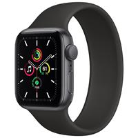 Apple Watch SE GPS Space Gray Aluminum Case with Black Solo Loop، ساعت اپل اس ای جی پی اس بدنه آلومینیم خاکستری و بند سولو لوپ مشکی