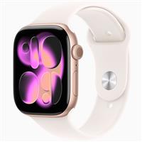 Apple Watch Series 11 Rose Gold Aluminum Case with Light Blush Band 42mm، ساعت اپل سری 11 رزگلد و بند اسپرت رژگونه روشن 42 میلیمتر