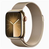 Apple Watch Series 9 Cellular Gold Stainless Steel Case with Gold Milanese Loop 41mm، ساعت اپل سری 9 سلولار بدنه استیل طلایی و بند استیل میلان طلایی 41 میلیمتر