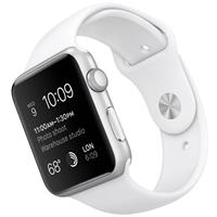Apple Watch Watch Silver Aluminum Case White Sport Band 42mm، ساعت اپل بدنه آلومینیوم نقره ای بند اسپرت سفید 42 میلیمتر