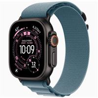 Apple Watch Ultra 3 Black Titanium Case with Light Blue Alpine Loop، ساعت اپل اولترا 3 بدنه تیتانیوم مشکی و بند آلپاین آبی روشن