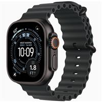 Apple Watch Ultra 3 Black Titanium Case with Black Ocean Band، ساعت اپل اولترا 3 بدنه تیتانیوم مشکی و بند اوشن مشکی