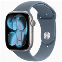 Apple Watch Series 11 Space Gray Aluminum Case with Anchor Blue Sport Band 42mm، ساعت اپل سری 11 خاکستری و بند اسپرت آبی 42 میلیمتر