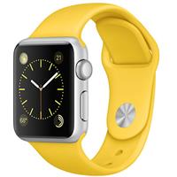 Apple Watch Watch Silver Aluminum Case Yellow Sport Band 38mm، ساعت اپل بدنه آلومینیوم نقره ای بند اسپرت زرد 38 میلیمتر