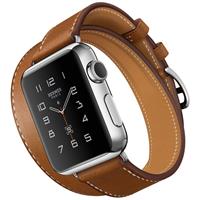 Apple Watch Hermes Double Tour 38 mm Brown Fauve Barenia Leather Band، ساعت اپل هرمس دو دور 38 میلیمتر بدنه استیل و بند چرمی قهواه ای فاو بارن