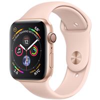Apple Watch Series 4 GPS Gold Aluminum Case with Pink Sand Sport Band 44mm، ساعت اپل سری 4 جی پی اس بدنه آلومینیوم طلایی و بند اسپرت صورتی 44 میلیمتر