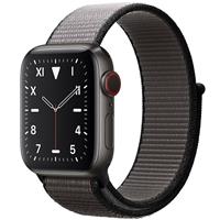 Apple Watch Series 5 Edition Space Black Titanium Case with Anchor Gray Sport Loop 40mm، ساعت اپل سری 5 ادیشن بدنه تیتانیوم مشکی و بند اسپرت لوپ خاکستری 40 میلیمتر Anchor Gray