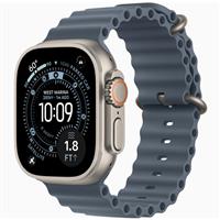 Apple Watch Ultra 3 Natural Titanium Case with Anchor Blue ocean Band، ساعت اپل اولترا 3 بدنه تیتانیوم نچرال و بند اوشن آبی