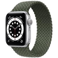 Apple Watch Series 6 GPS Silver Aluminum Case with Inverness Green Braided Solo Loop 44mm، ساعت اپل سری 6 جی پی اس بدنه آلومینیم نقره ای و بند سولو لوپ بافته شده سبز 44 میلیمتر