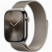 Apple Watch Series 10 Cellular Natural Titanium Case with Natural Milanese Loop 46mm، ساعت اپل سری 10 سلولار بدنه تیتانیوم نچرال و بند میلان نچرال 46 میلیمتر