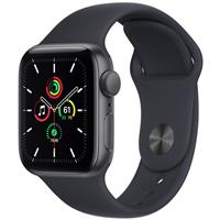 Apple Watch SE GPS Space Gray Aluminum Case with Midnight Sport Band 40mm 2021، ساعت اپل اس ای جی پی اس بدنه آلومینیم خاکستری و بند اسپرت مشکی 40 میلیمتر مدل 2021