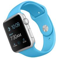 Apple Watch Watch Silver Aluminum Case Blue Sport Band 42mm، ساعت اپل بدنه آلومینیوم نقره ای بند اسپرت آبی 42 میلیمتر