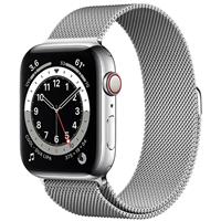 Apple Watch Series 6 Cellular Silver Stainless Steel Case with Silver Milanese Loop Band 44mm، ساعت اپل سری 6 سلولار بدنه استیل نقره ای و بند استیل میلان نقره ای 44 میلیمتر