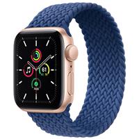 Apple Watch SE GPS Gold Aluminum Case with Atlantic Blue Braided Solo Loop، ساعت اپل اس ای جی پی اس بدنه آلومینیم طلایی و بند سولو لوپ بافته شده آبی