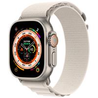 Apple Watch Ultra Titanium Case with Starlight Alpine Loop، ساعت اپل اولترا بدنه تیتانیوم و بند آلپاین استارلایت