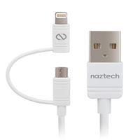 Lightning and Micro USB to USB Cable Naztech Hybrid 2-in-1 MFi، کابل تبدیل لایتنینگ و میکرو یو اس بی به سو اس بی نزتک مدل Hybrid 2-in-