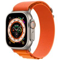 Apple Watch Ultra Titanium Case with Orange Alpine Loop، ساعت اپل اولترا بدنه تیتانیوم و بند آلپاین نارنجی