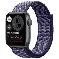 Apple Watch SE Nike Space Gray Aluminum Case with Purple Pulse Nike Sport Loop 44mm، ساعت اپل اس ای نایکی بدنه آلومینیم خاکستری و بند نایکی اسپرت لوپ بنفش 44 میلیمتر